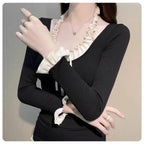 Ruffle Trim Bow Swimsuit – Kawaii Patchwork One Piece Beachwear - Tops & Tees - Long - Swimwear - 4