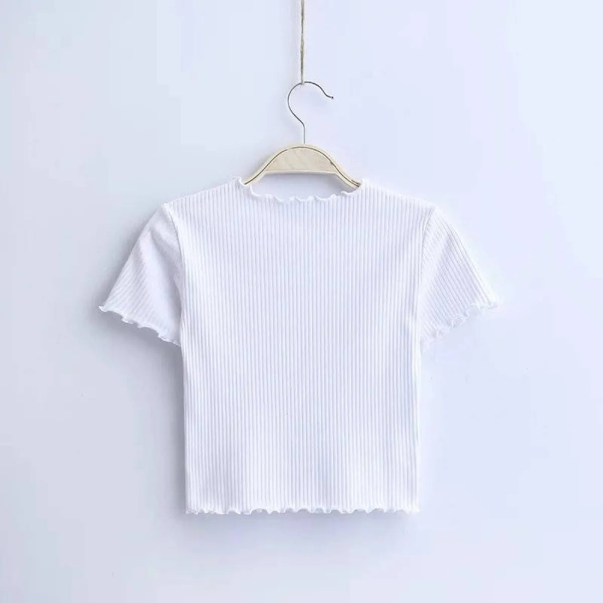 Ruffle Trim Crop Top - T-Shirts - 12