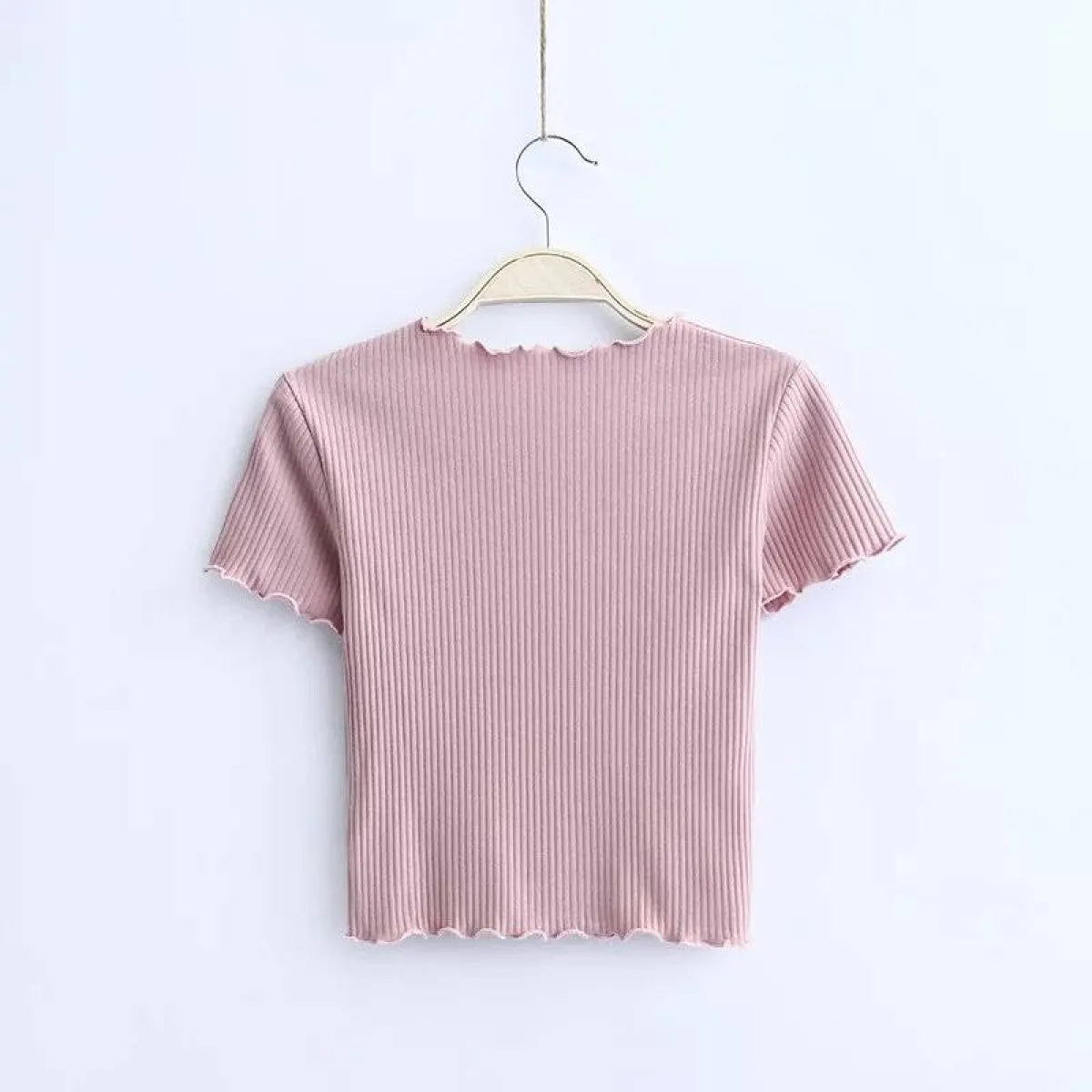 Ruffle Trim Crop Top - T-Shirts - 17
