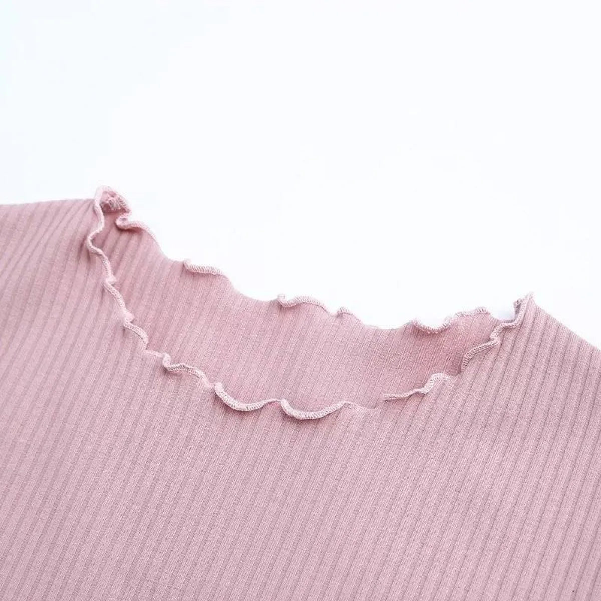 Ruffle Trim Crop Top - T-Shirts - 18