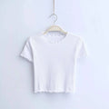 Ruffle Trim Crop Top - T-Shirts - 22