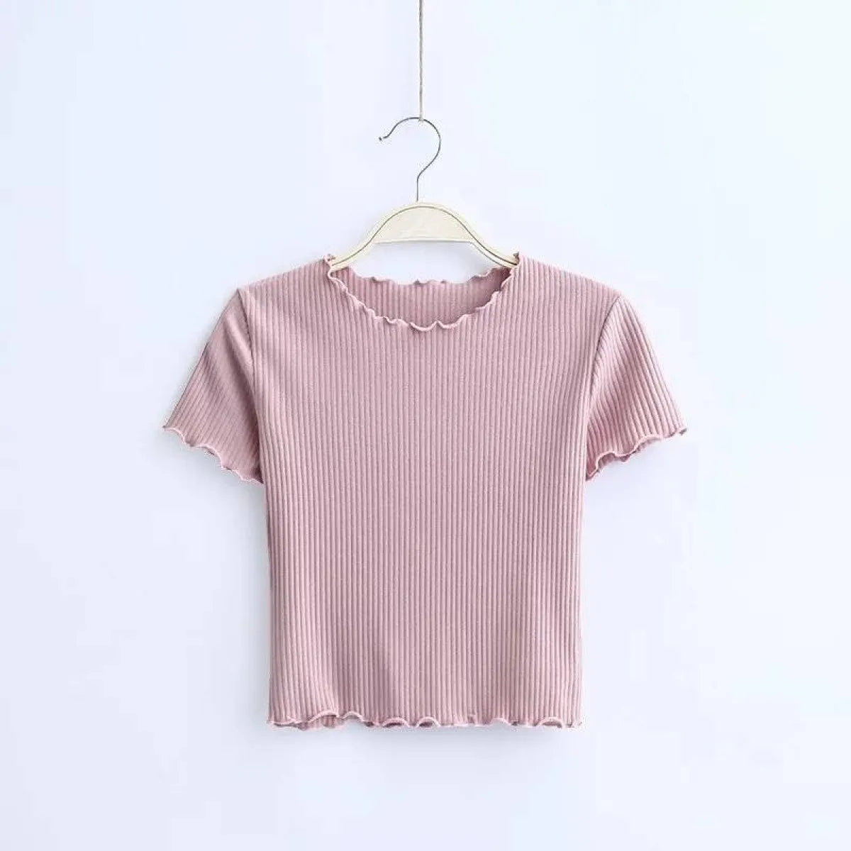 Ruffle Trim Crop Top - T-Shirts - 24