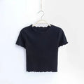 Ruffle Trim Crop Top - T-Shirts - 27