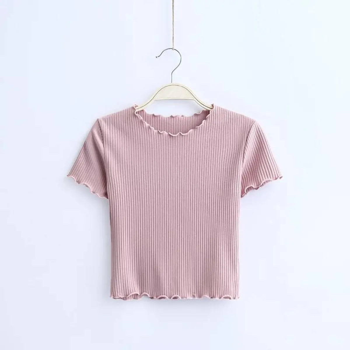 Ruffle Trim Crop Top - T-Shirts - 4