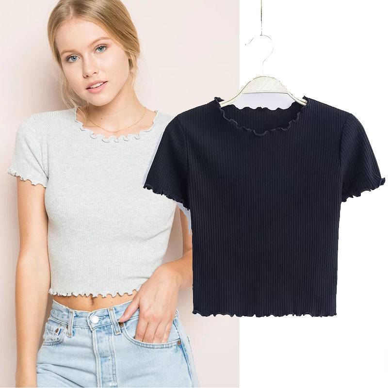 Ruffle Trim Crop Top - T-Shirts - Clothing - 7 - 2024