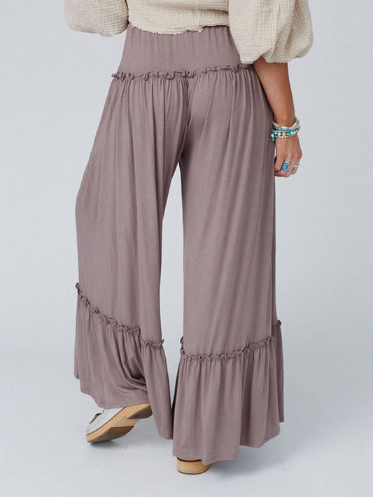 Wide Leg Ruffle Trim Pants - Bottoms - Pants - 2 - 2024