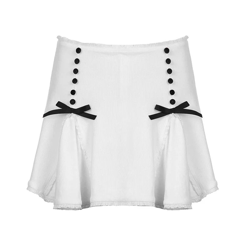 Coquette Aesthetic Clothes Cute Ruffle White Mini Skirt - White / S - Bottoms - Mini Skirts - 7 - 2024