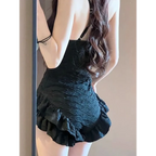 Textured Swimsuit – Ruffled Hem Halter One-Piece Beachwear - Sexy Products - Swimwear - 6