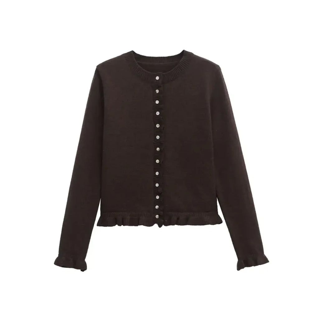 Ruffled Knit Button-Up Cardigan Sweater - Sweaters - Cardigan - 7