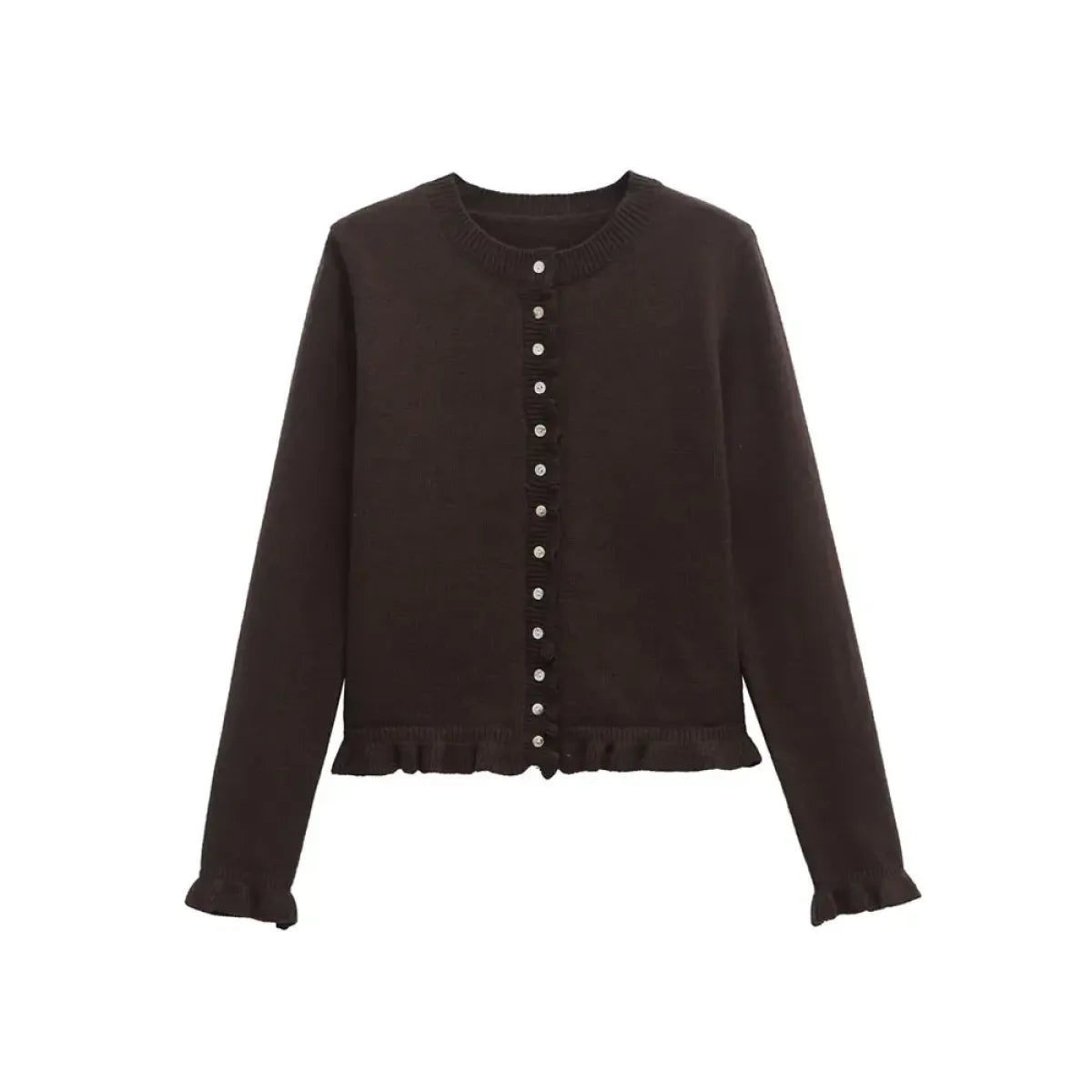 Ruffled Knit Button-Up Cardigan Sweater - Sweaters - Cardigan - 7