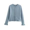 Ruffled Knit Button-Up Cardigan Sweater - Sweaters - Cardigan - 10