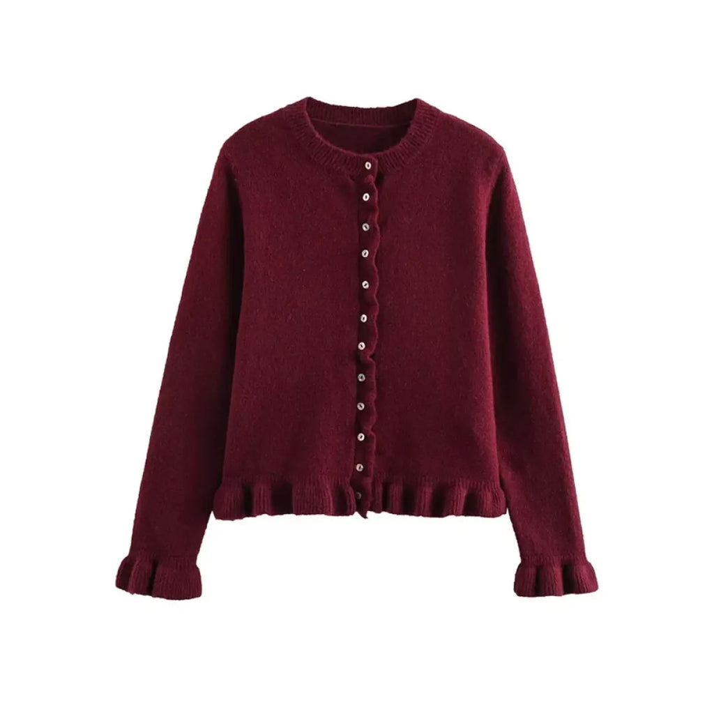 Ruffled Knit Button-Up Cardigan Sweater - Sweaters - Cardigan - 8