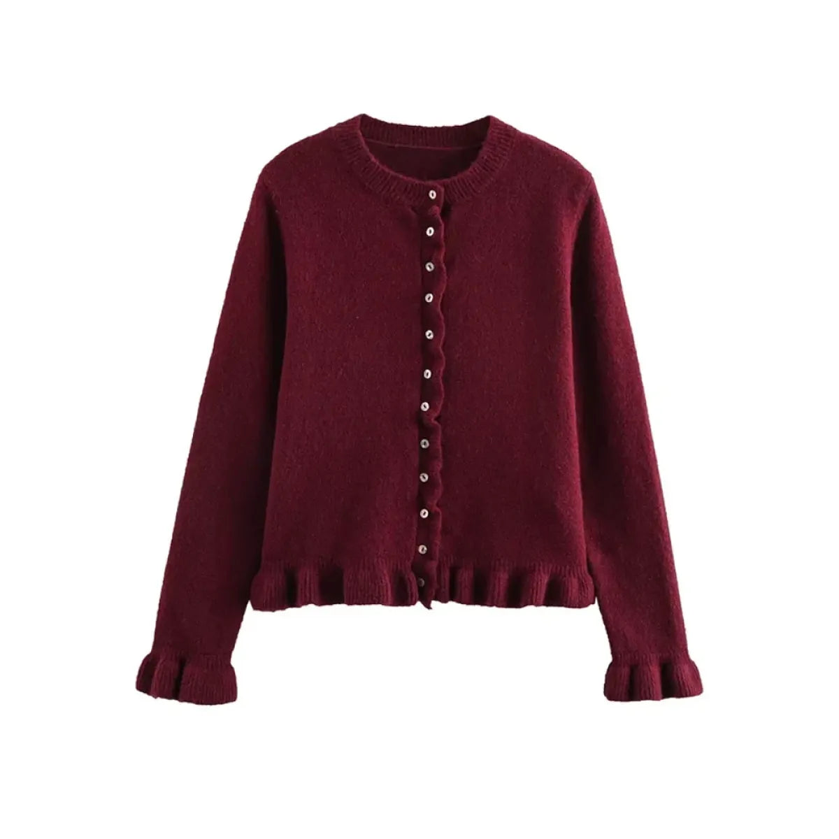 Ruffled Knit Button-Up Cardigan Sweater - Sweaters - Cardigan - 8