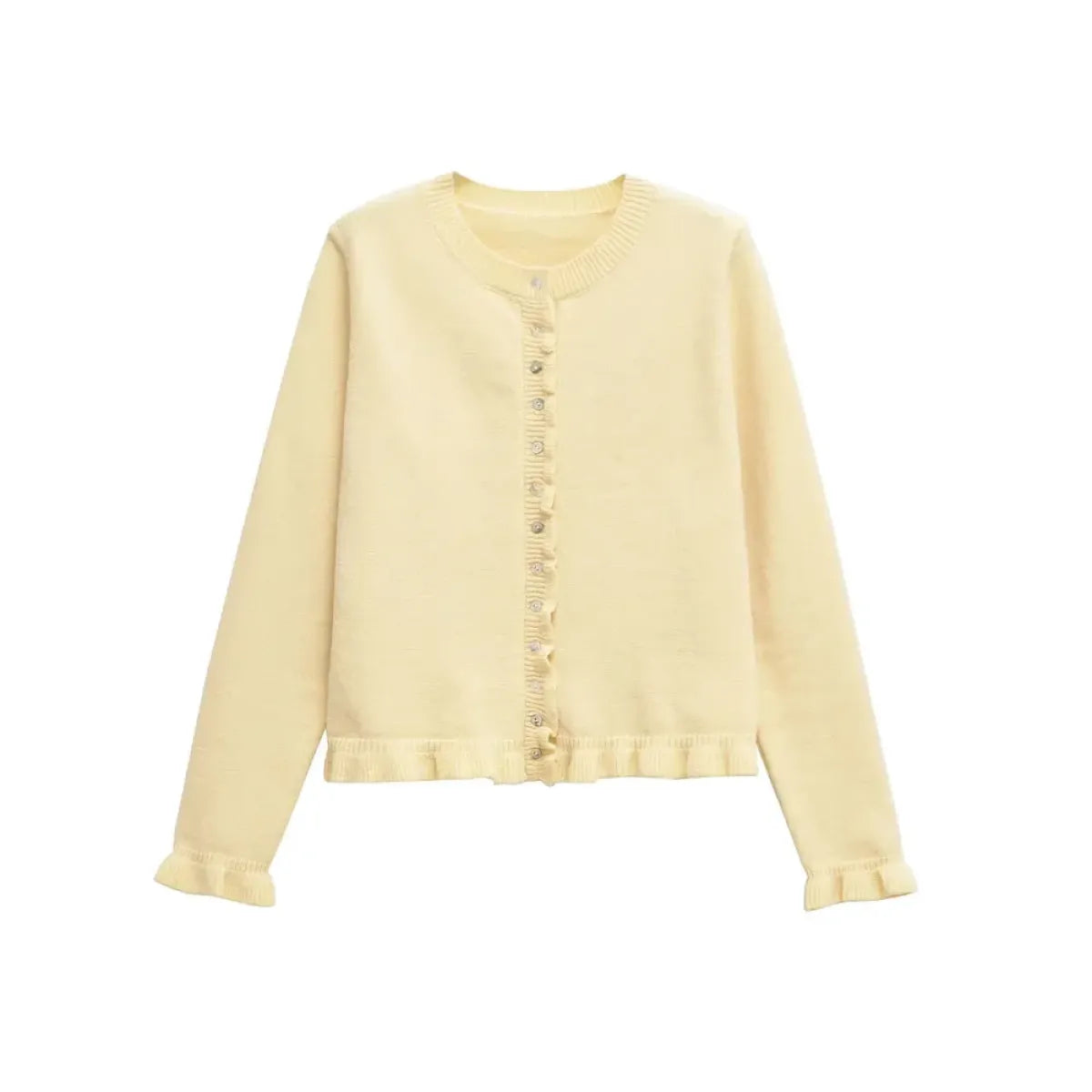 Ruffled Knit Button-Up Cardigan Sweater - Best Sellers - Cardigan - 12