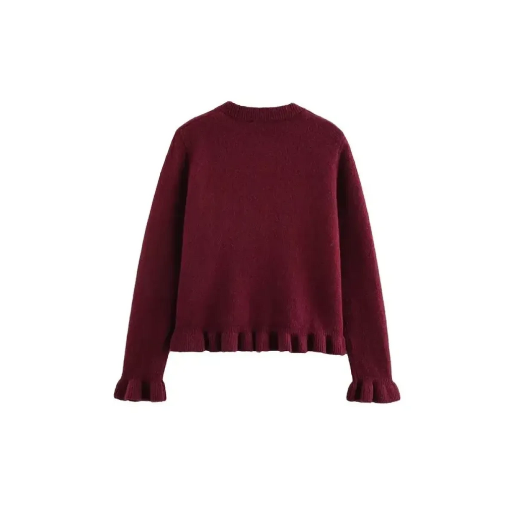 Ruffled Knit Button-Up Cardigan Sweater - Sweaters - Cardigan - 4