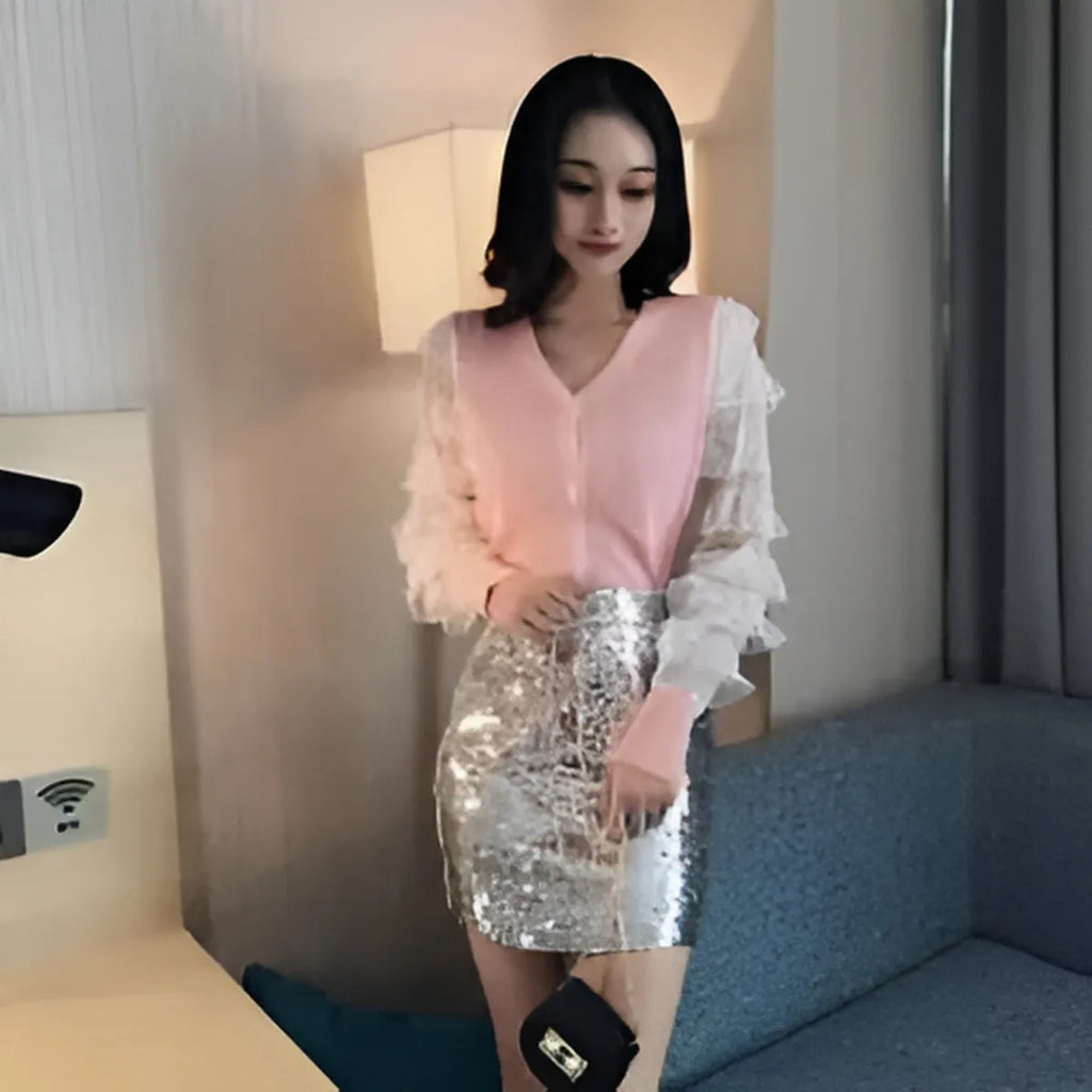 Ruffled Knitted Cardigan - Women’s Clothing & Accessories - 13