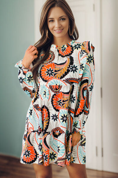 Ruffled Printed Flounce Sleeve Mini Dress - All Dresses - Dresses - 3 - 2024