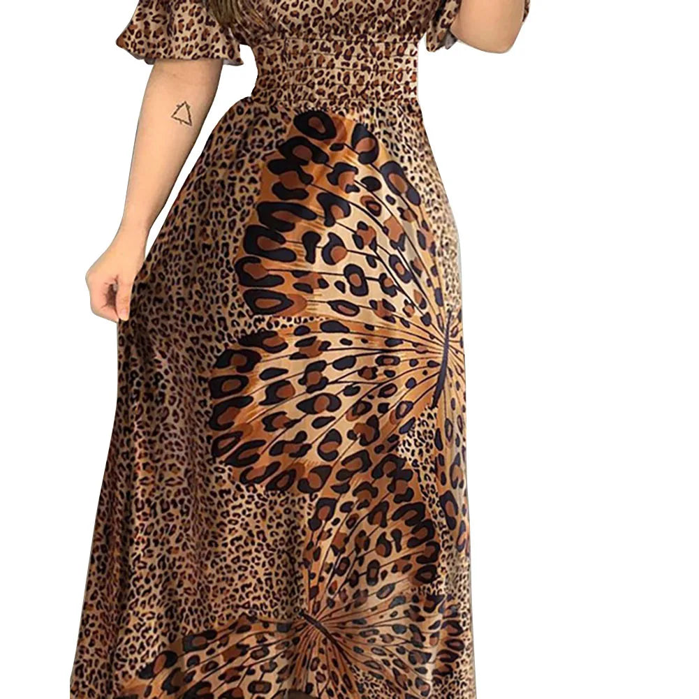 Leopard Print Off-Shoulder Maxi Dress – Ruffled Trendy Evening Wear - All Dresses - One-Pieces - 2024 - 4 - Worldwide