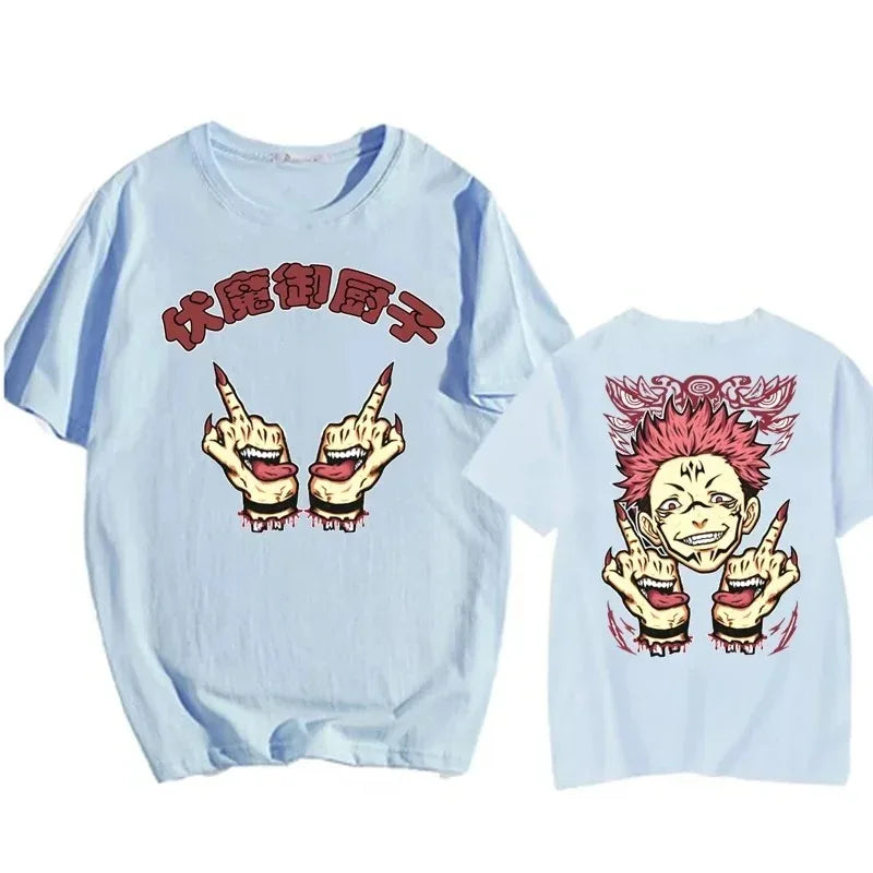 Ryomen Sukuna Printed T-shirt - Jujutsu Kaisen Graphic Tee - Light Blue / 4XL - T-Shirts - Shirts & Tops - 3 - 2024