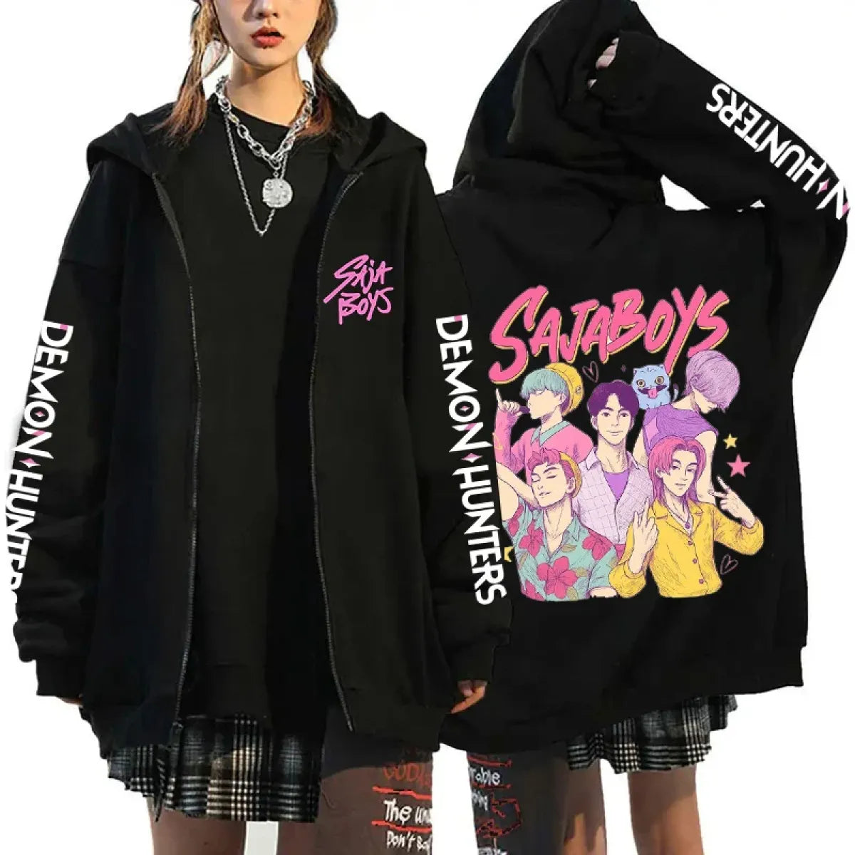 Sweat à Capuche KPop Demon Hunters Saja Boys | Photo Frame Design | Officiel Licencié | Taille Unique