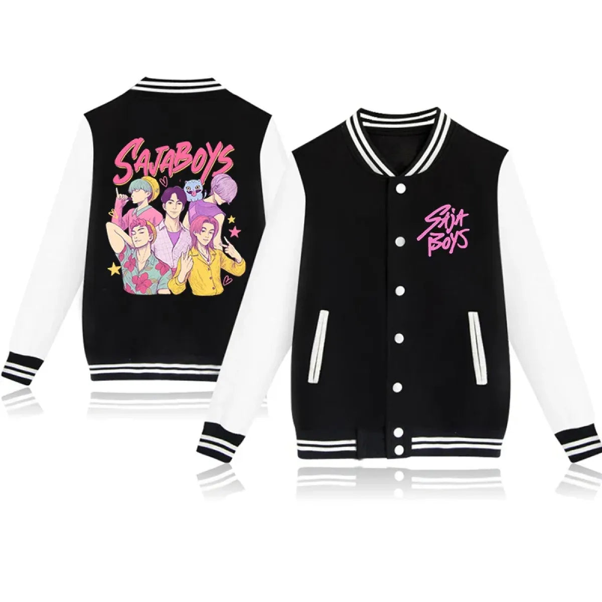 Saja Boys Kpop Demon Hunters Fleece Baseball Jacket – Kawaii Stop