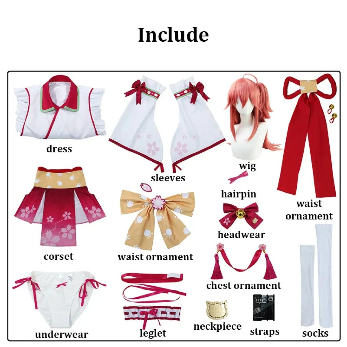 Sakura Miko Vtuber Kimono Cosplay Costume Set - Anime - Cosplay - 6
