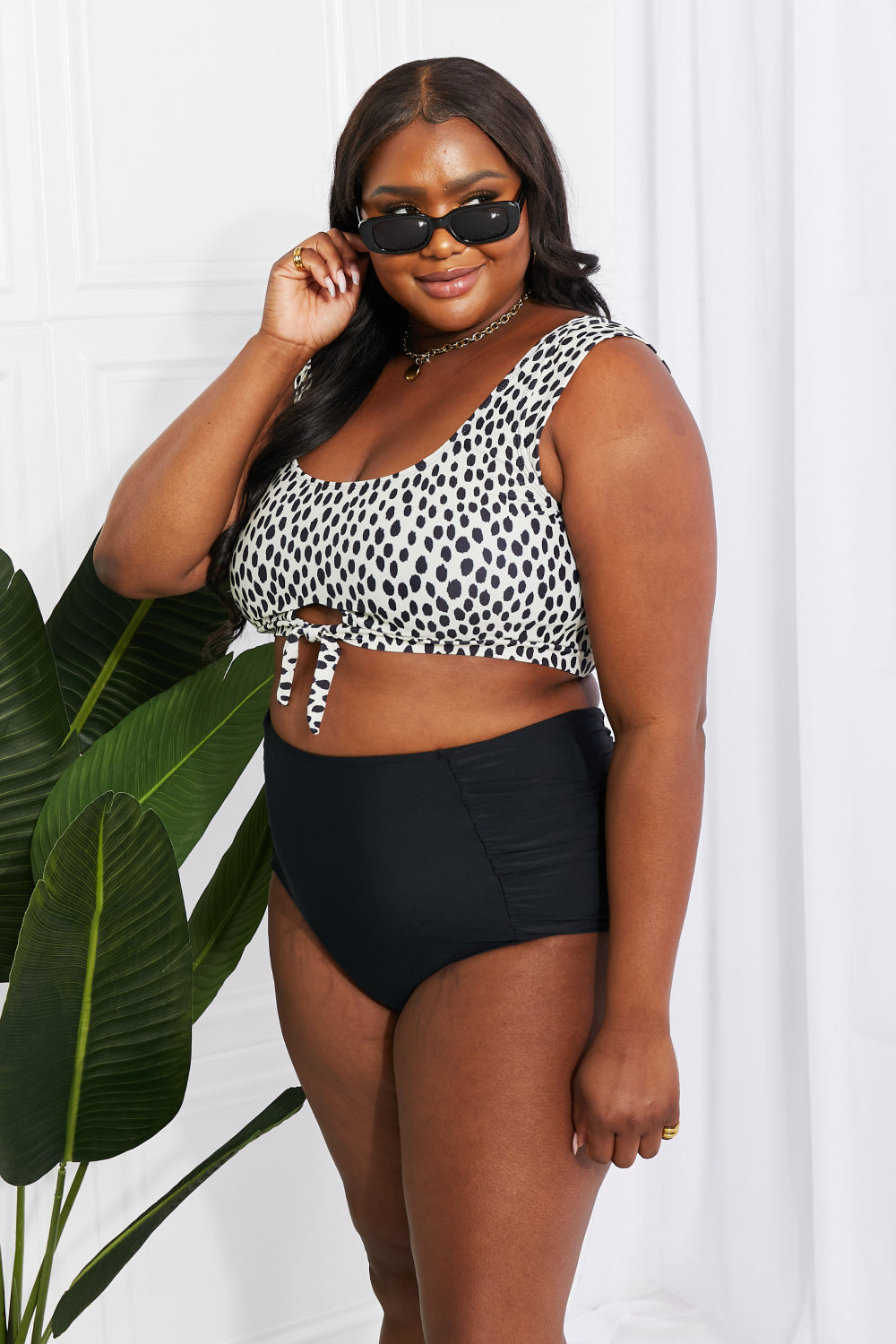 Sanibel Crop Swim Top and Ruched Bottoms Set in Black - Bottoms - Swimwear - 3 - 2024