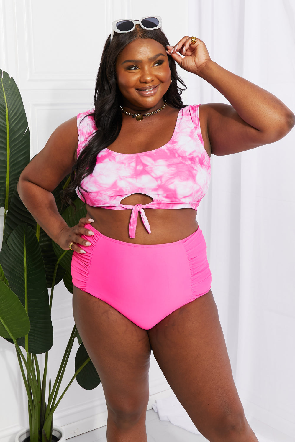 Sanibel Crop Swim Top and Ruched Bottoms Set in Pink - Bottoms - Swimwear - 7 - 2024