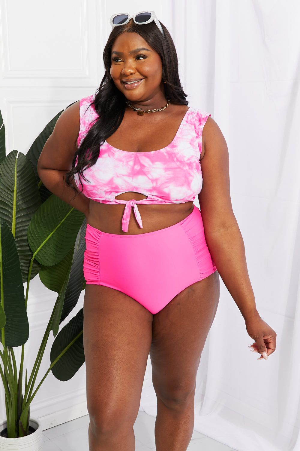 Sanibel Crop Swim Top and Ruched Bottoms Set in Pink - Bottoms - Swimwear - 6 - 2024