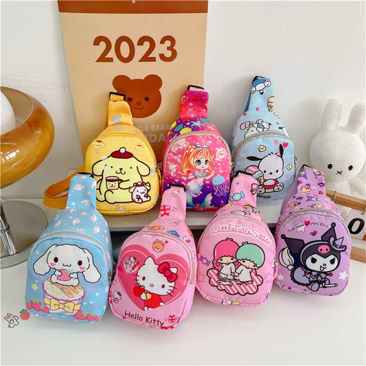 Sanrio Anime Chest Bag: Hello Kitty Kuromi Pochacco Cinnamoroll Pompompurin - Anime - Luggage & Bags - 1 - 2024