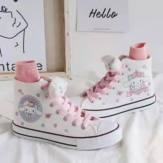 Sanrio Cinnamoroll Harajuku Canvas Shoes - Kawaii High-Top Women’s Sneakers - Women’s Clothing & Accessories