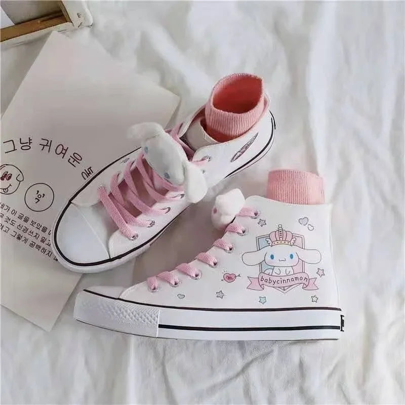 Sanrio Cinnamoroll Harajuku Canvas Shoes - Kawaii High-Top Women’s Sneakers - Women’s Clothing & Accessories