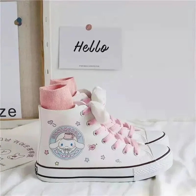 Sanrio Cinnamoroll Harajuku Canvas Shoes - Kawaii High-Top Women’s Sneakers - Women’s Clothing & Accessories