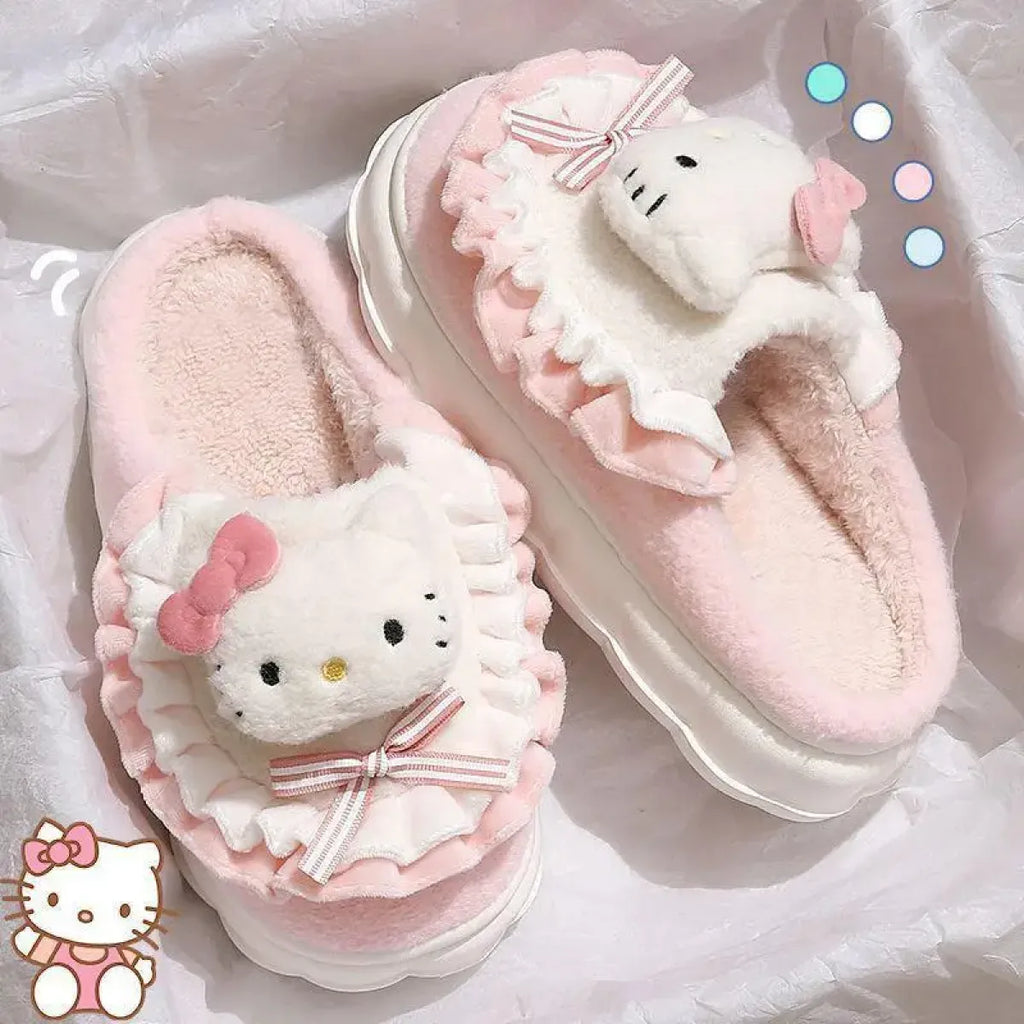 Sanrio Cinnamoroll Plush Indoor Winter Slippers - Harajuku Style - Slippers - 7