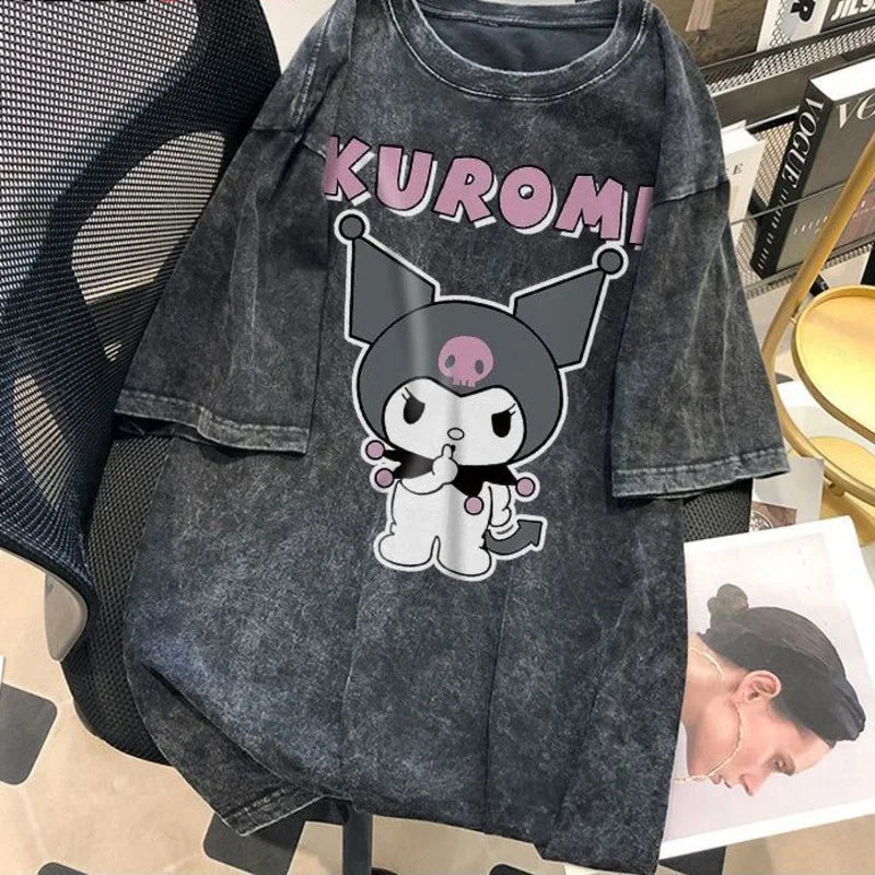 Sanrio Kuromi Short Sleeve T-shirt - American Retro Oversized Tee - T-Shirts - Shirts & Tops - 4 - 2024