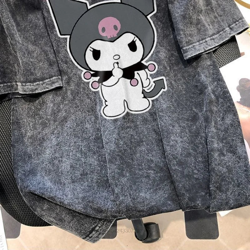 Sanrio Kuromi Short Sleeve T-shirt - American Retro Oversized Tee - T-Shirts - Shirts & Tops - 3 - 2024