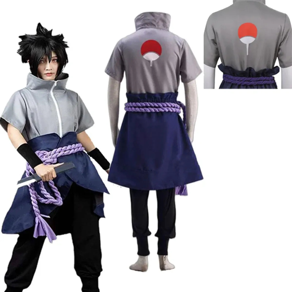 Sasuke Uchiha Cosplay Costume – Naruto Shippuden Outfit with Rope - Anime - Cosplay - 2