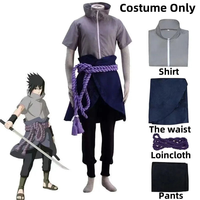 Sasuke Uchiha Cosplay Costume – Naruto Shippuden Outfit with Rope - S / Costume Only - Anime - Costume Dresses - 2024