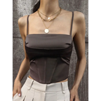 Satin Corset Crop Top with Spaghetti Straps - Women’s Clothing & Accessories - Tops - 2