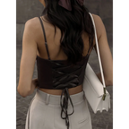 Satin Corset Crop Top with Spaghetti Straps - Women’s Clothing & Accessories - Tops - 6