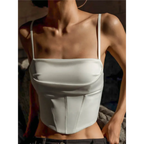Satin Corset Crop Top with Spaghetti Straps - Women’s Clothing & Accessories - Tops - 8