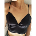 Satin Harajuku Spaghetti Strap Camisole - Camis & Tops - Crop Tops - 1
