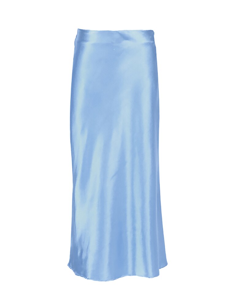 Luxurious Solid Satin Silk Skirt - Blue / M - Bottoms - Clothing - 11 - 2024