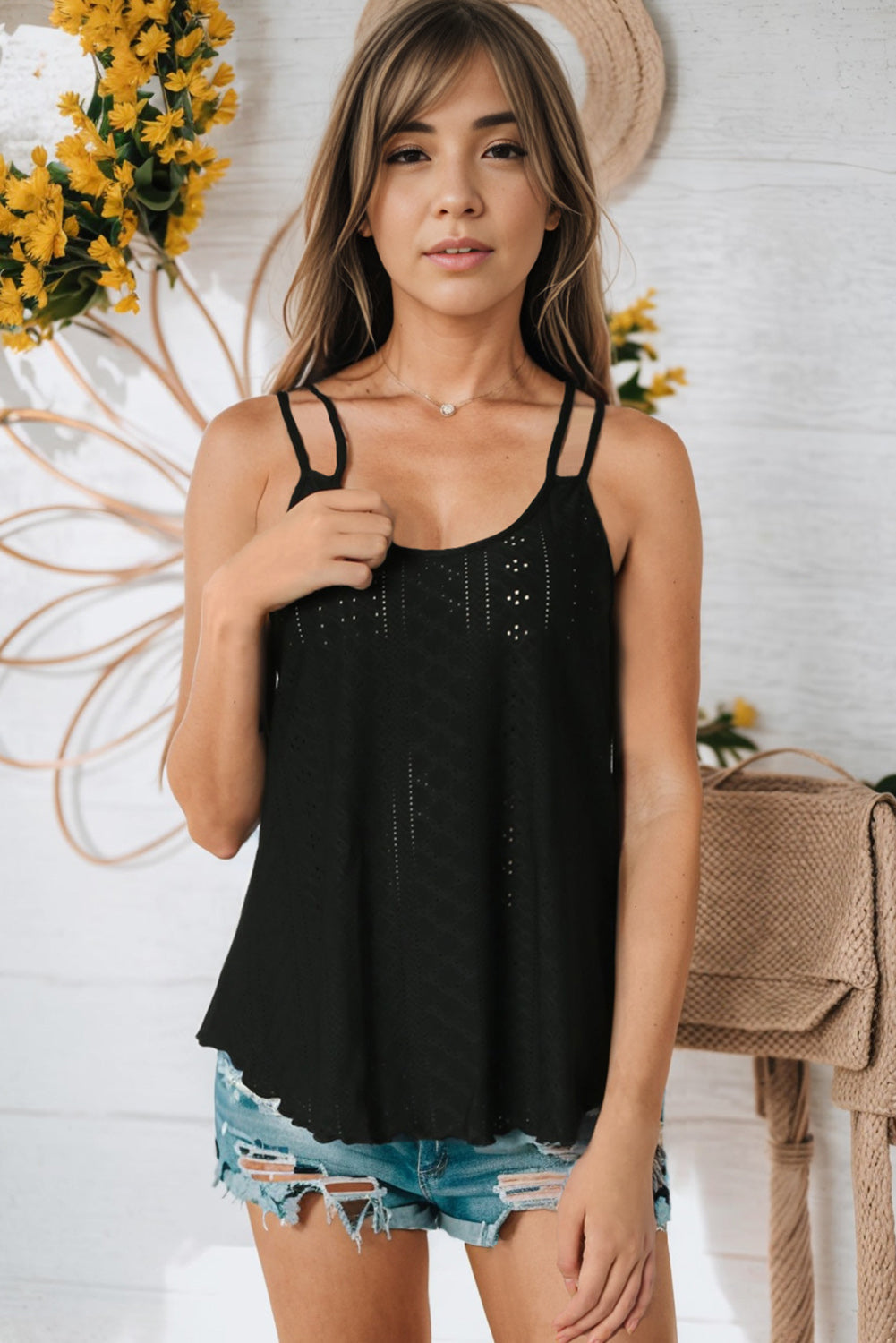 Eyelet Scoop Neck Cami - Tops & Tees - Shirts & Tops - 5 - 2024