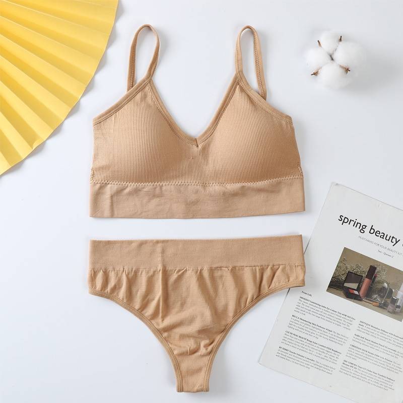 Seamless Bralette & Panties Set - Beige / Type 2 / L - Women’s Clothing & Accessories - Home & Garden - 21 - 2024