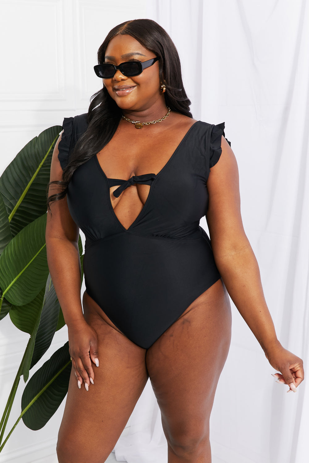 Seashell Ruffle Sleeve One-Piece in Black - Women’s Clothing & Accessories - Swimwear - 7 - 2024