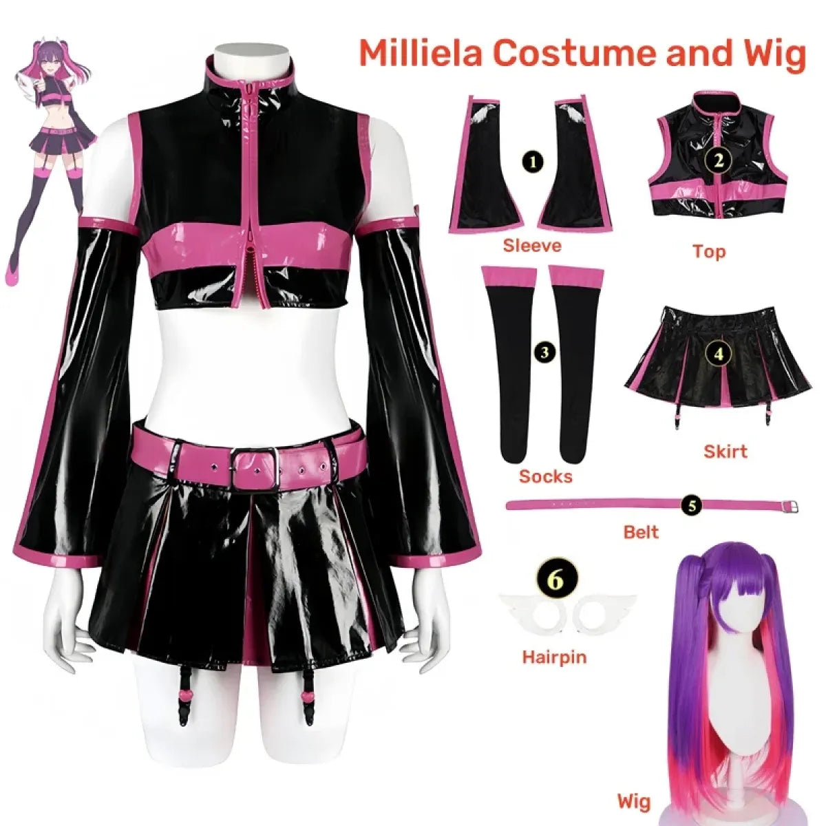 2.5D Seduction Miriella Cosplay Costume with Wings – Full Set - Anime - Cosplay - 13