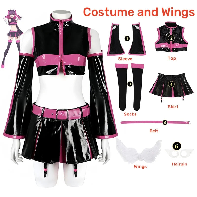 2.5D Seduction Miriella Cosplay Costume with Wings – Full Set - XS / Cos and Wings - Anime - Dance Dresses Skirts &