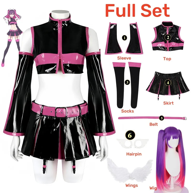 2.5D Seduction Miriella Cosplay Costume with Wings – Full Set - XS / Cos wig and Wings - Anime - Dance Dresses Skirts