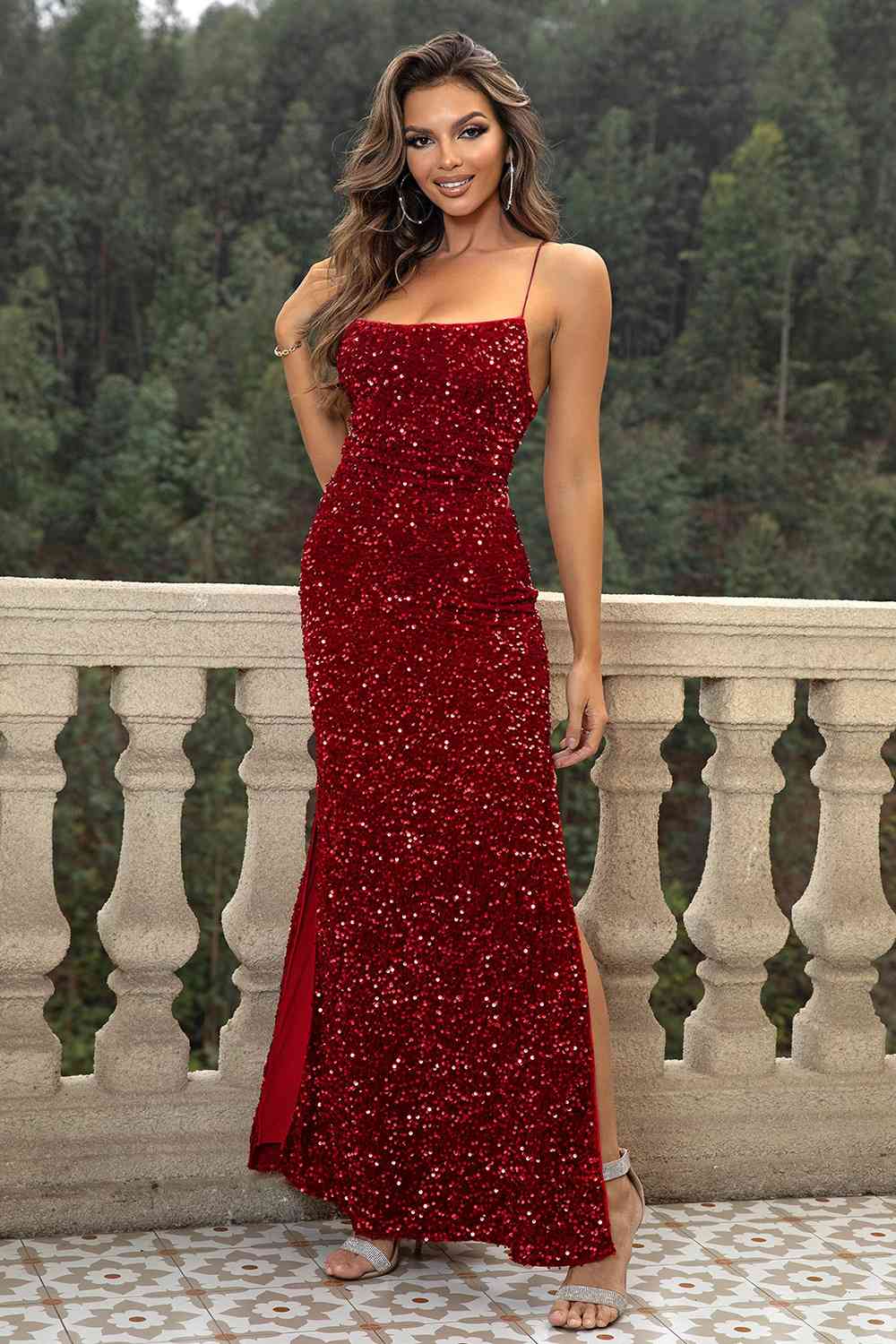 Sequin Backless Split Maxi Dress - All Dresses - Dresses - 3 - 2024